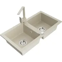 Mexen Mario Évier 2 cuves en granit avec mitigeur Rita, Beige - 6504-69-670300-69