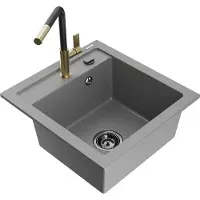 Mexen Évier 1 bac en granit Vito avec mitigeur Flora, gris (6503-71-670401-57-B)