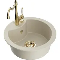 Mexen Diego évier 1 bac en granit avec mitigeur Carla, Beige - 6512-69-670700-50