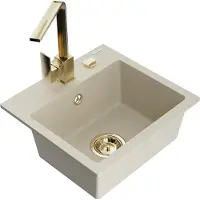 Mexen Milo évier 1 bac en granit avec mitigeur Rita, Beige - 6505-69-670300-50