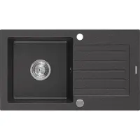 Mexen Pablo Évier en granit 1 cuve avec égouttoir 752 x 436 mm, noir tacheté - 6510751010-76