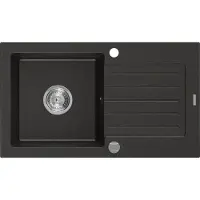 Mexen Pablo Évier en granit 1 bac avec égouttoir 752 x 436 mm, noir/or métallisé - 6510751010-75