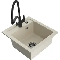 Mexen Vito Évier en granit 1,5 bol avec mélangeur Duo, Beige - 6503-69-671701-70-B