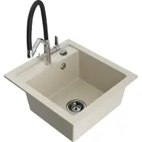 Mexen Vito Évier en granit 1,5 bol avec mélangeur Duo, Beige - 6503-69-671701-07-B