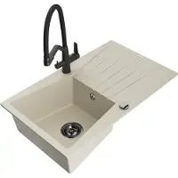 Mexen Evier Cesar en granit 1 bac avec égouttoir et mitigeur Duo, Beige - 6514-69-671701-70-B