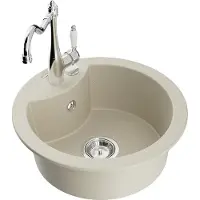 Mexen Diego évier 1 bac en granit avec mitigeur Carla, Beige - 6512-69-670700-00