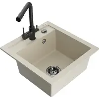 Mexen Vito 1 bac en granit avec mitigeur Duero, Beige - 6503-69-671600-70