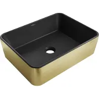Mexen Catia lavabo à poser 48 x 37 cm, noir mat/or motif géométrique - 21314877