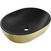 Mexen Viki lavabo à poser 48 x 35 cm, noir mat/doré - 21054876