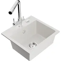Mexen Évier en granit Milo avec mitigeur Duero, blanc (6505-20-671600-00)