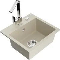 Mexen Évier 1 bac en granit Milo avec mitigeur Rita, beige (6505-69-670300-00)