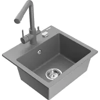 Mexen Évier en granit Milo avec mitigeur Duero, gris (6505-71-671600-71)
