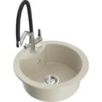Mexen Diego évier en granit 1,5 bol avec mitigeur Duo, Beige - 6512-69-671701-07