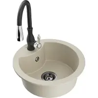 Mexen Diego évier 1 bac en granit avec mitigeur Savita, Beige - 6512-69-672601-70