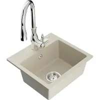 Mexen Évier 1 bac en granit Milo avec mitigeur Savita, beige (6505-69-672601-00)