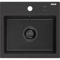 Mexen Evier en granit Milo 1 435 x 410 mm, noir/argent métallisé, + siphon noir (6505441000-73-B)