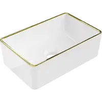 Mexen Nadia lavabo à poser 36 x 23 cm, blanc/bord doré - 21613605