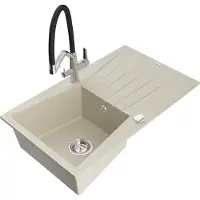 Mexen Evier Cesar en granit 1 bac avec égouttoir et mélangeur Duo, Beige - 6514-69-671701-07