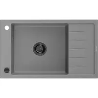 Mexen Elias Evier 1 bac en granit avec égouttoir 795 x 480 mm, Gris, siphon Noir - 6511791005-71-B