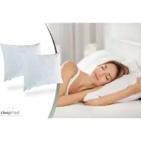 SleepMed 2 x - Oreiller en mousse à mémoire de forme - 100% mousse à mémoire de forme - blanc - housse hypoallergénique - 55 x 43 x 12 cm