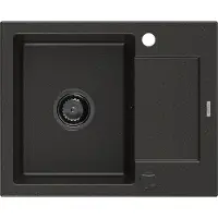 Mexen Enzo granit évier 1 avec égouttoir 576 x 465 mm, noir/or métallisé, + siphon graphite (6506571005-75-B)