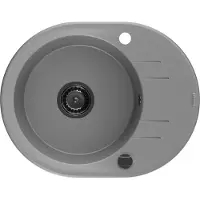Mexen Kevin granite évier 1 avec égouttoir 586 x 458 mm, gris, + siphon noir (6517581005-71-B)
