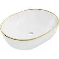 Mexen Viki lavabo à poser 48 x 35 cm, blanc/bord doré - 21054805
