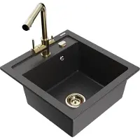 Mexen Vito 1 bac en granit avec mitigeur Duero, noir moucheté - 6503-76-671600-50