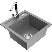 Mexen Évier 1 bac en granit Vito avec mitigeur Rita, gris (6503-71-670300-00)