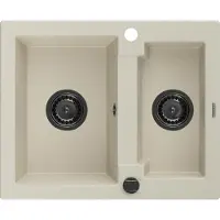 Mexen Carlos avec évier en granit 1.5 582 x 475 mm, beige, + siphon noir (6518581500-69-B)