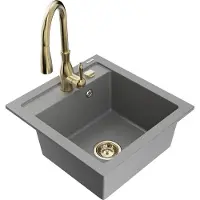 Mexen Évier Vitogranite 1 bac avec mitigeur Savita, gris (6503-71-672601-50)