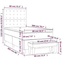 vidaXL Lit boxspring avec matelas noir 80x200 cm tissu