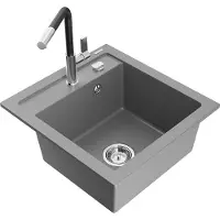 Mexen Évier 1 bac en granit Vito avec mitigeur Flora, gris (6503-71-670401-07)
