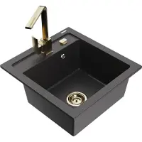 Mexen Vito 1 bac en granit avec mitigeur Rita, noir tacheté - 6503-76-670300-50