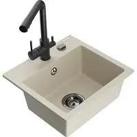 Mexen Milo 1 bac en granit avec mitigeur Duero, Beige - 6505-69-671600-70
