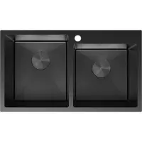 Mexen Xorin évier en acier 2 bacs 780 x 450 mm, noir - 6441782000-70