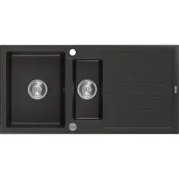 Mexen Andres évier en granit 1,5 bac avec égouttoir 1000 x 500 mm, noir/or métallisé - 6515101510-75