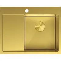Mexen Exar évier en acier inoxydable 1 bac égouttoir droit 620 x 480 mm, doré - 6432621005P-55