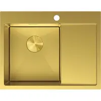 Mexen Exar évier en acier inoxydable 1 bac avec égouttoir gauche 620 x 480 mm, doré - 6431621005L-55