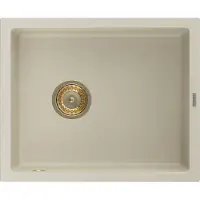 Mexen Pedro granit évier 1 bac 560 x 460 mm, beige, siphon or (6508561000-69-G)
