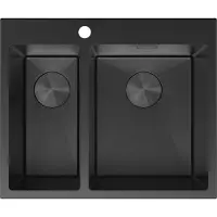 Mexen Flexo évier en acier inoxydable 1,5 bac 610 x 510 mm, noir - 6446611500-70