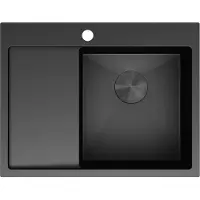 Mexen Exar évier en acier 1 bac avec égouttoir à droite 620 x 480 mm, noir - 6432621005P-70