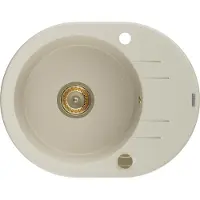 Mexen Kevin Évier en granit 1 cuve avec égouttoir 586 x 458 mm, Beige, siphon Gold - 6517581005-69-G