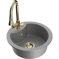 Mexen Diego 1 bac en granit avec mitigeur Elia, Gris - 6512-71-670101-50