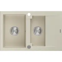 Mexen Gaspar évier en granit 1,5 bac avec égouttoir court 737 x 475 mm, Beige - 6507731505-69
