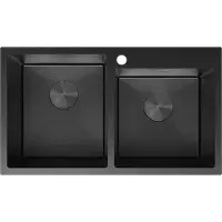 Mexen Xorin évier en acier inoxydable 2 bacs 780 x 450 mm, noir HC - 6441782000-70HC