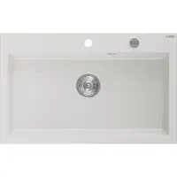 Mexen Évier granitique 1 bac Elix 800 x 500 mm, blanc, siphon chromé - 6527801005-20