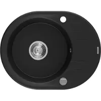 Mexen Kevin granite évier 1 avec égouttoir 586x458 mm, noir, siphon chrome (6517581005-77)