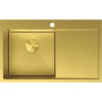 Mexen Exar évier en acier 1 bac avec égouttoir gauche 780 x 480 mm, doré - 6433781010L-55