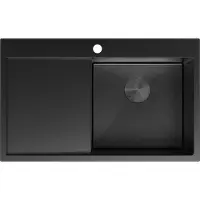 Mexen Exar évier en acier inoxydable 1 bac avec égouttoir droit 780 x 480 mm, noir - 6434781010P-70